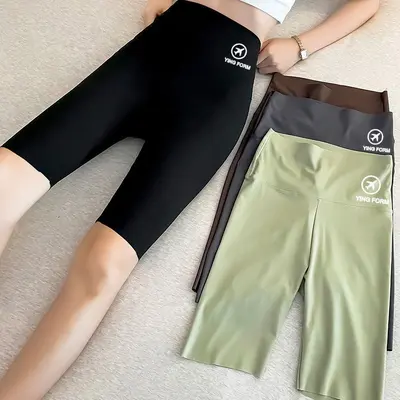 Buz İpeği Şort Tayt Kadın, Yaz, Yüksek Bel Karın Toplayıcı Yoga Pantolonu - 1