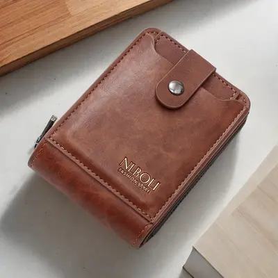 Men's Short Wallet, Large Capacity, Multifunctional with External Card Slot - 7