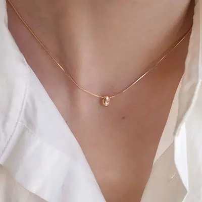 Mini-Bubble Goldperlen-Halskette, einfaches Design - 2