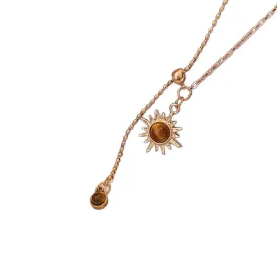 Tiger's Eye Stone Pendant Necklace Women Vintage Elegant - 6