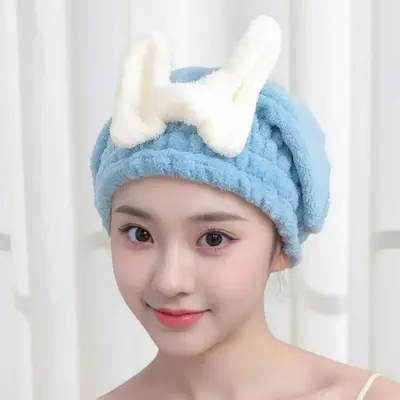 Bow Quick-Dry Absorbent Hair Drying Cap, Shower Cap - 8