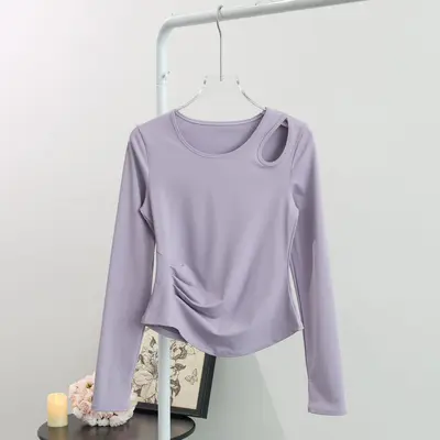 Women's Hollow-Out Long-Sleeve Running Fitness Top, Spring Autumn - 11