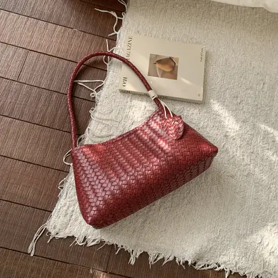 Candy Color Woven Pattern Women's Handbag and Crossbody Bag - 9