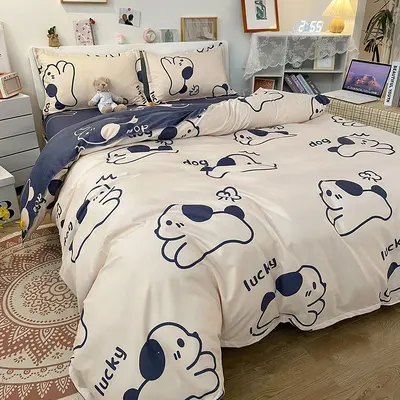 Manufacturer wholesale four-piece cartoon pattern bedding set, single sheet, dormitory sheet, duvet cover, ins-style quilt cover, three-piece set, autumn 3.