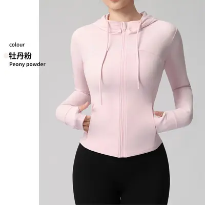 Damen-Yogajacke mit Kapuze, schmale Passform, Fitness-Oberbekleidung - 12