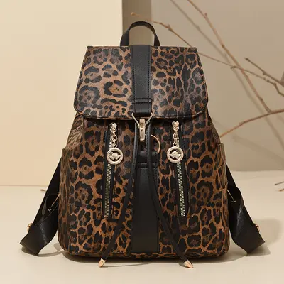 Leichter Leopardenmuster-Rucksack, zweifach nutzbar, Retro-Stil - 3