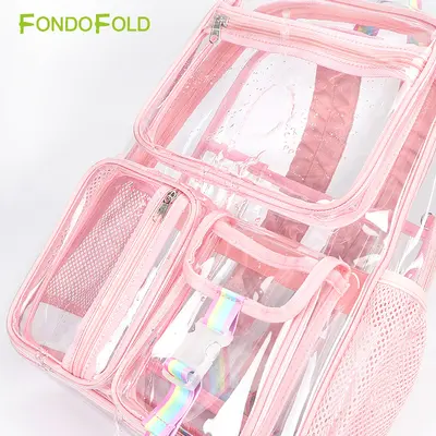 Purple Transparent PVC Large Capacity Backpack, Customizable - 3