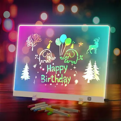 7-Color Touch Glowing Message Board Anti-Scratch DIY Handwriting Colorful Painting LED Acrylic Writing Board Night Light - 8
