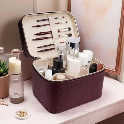 Double-Layer Portable Professional Makeup Bag with Multiple Compartments