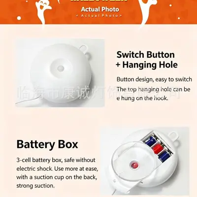 Cross-border Halloween Suction Cup Light Pumpkin Light Witch Bat Spider Ghost Festival Party Atmosphere Decoration LED Suction Cup Light