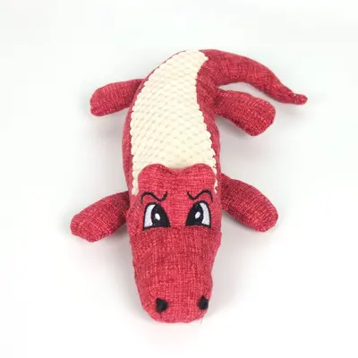 Plush Dog Crocodile Toy with Squeaker, Durable Teeth Cleaning Chew - 9
