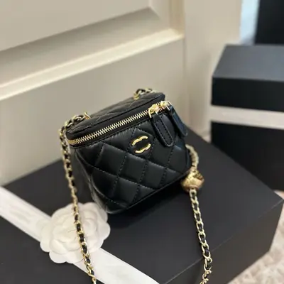 Mini Gold Ball Chain Shoulder Bag, Diamond Quilted, Women - 6