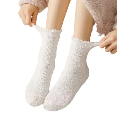 Women's Mink Velvet Mid-Calf Socks, Fleece-Lined for Autumn and Winter