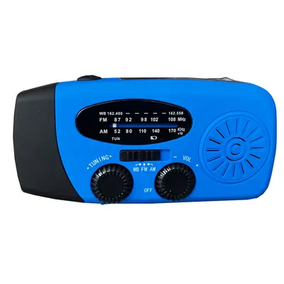 Hand-Crank Emergency Radio, NOAA, 3 LEDs, Solar Powered - 13
