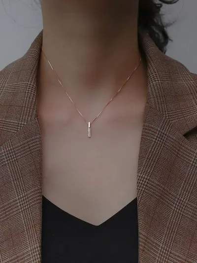925er Silberhalskette, Damen, Minimalistisch, Rosegold - 2