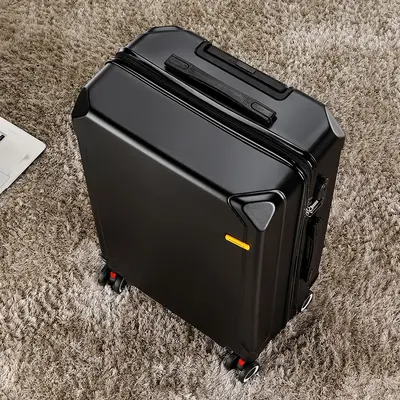 Men's Leather Business Suitcase, Zipper, Combination Lock, Wheeled - 7