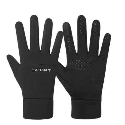 Windproof Waterproof Fleece-Lined Cycling Gloves, Full Finger, Anti-Slip