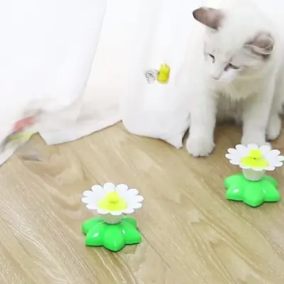 Akıllı Otomatik Döner Kedi Oyuncağı, Uçan Kuş ve Kelebek Figürlü