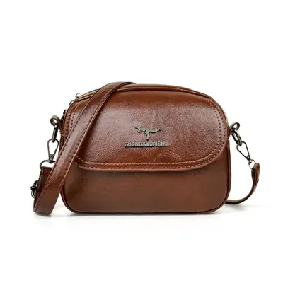 Retro Oil Wax Leather Small Square Bag, Soft Leather, Crossbody Strap - 8