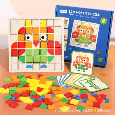 Holz-Mosaik 3D-Geometrie-Bausteine Puzzle