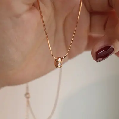 Mini-Bubble Goldperlen-Halskette, einfaches Design - 1