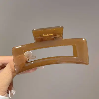 Wholesale factory large transparent square jaw clip summer simple shark clip for back of head with thick hair volume. - 9