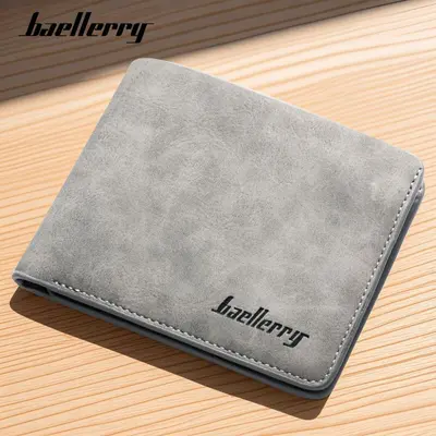 Durable Men's Short Wallet, Bifold Retro Frosted Look - 1