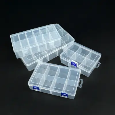 Transparent PP Plastic Organizer Box with Compartments for Desktop and Tackle