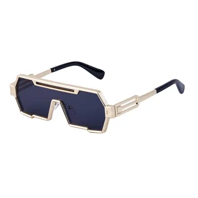Retro Steampunk Irregular Sunglasses for Men with UV Protection - 4