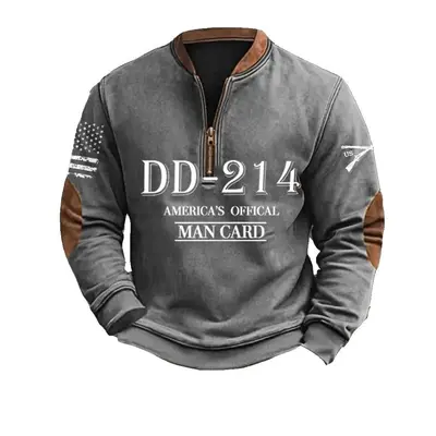 Herren-Sweatshirt mit 3D-Digitaldruck, halber Reißverschluss, sportlich