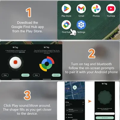 Konum takip cihazı, su geçirmez, Android uyumlu, WTag - 5
