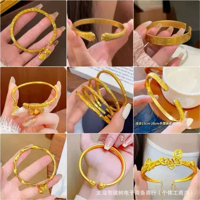 Sha jin bell ruyi bracelet for women, open adjustable, new Chinese style
