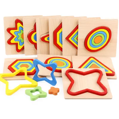 Ahşap geometri puzzle oyuncak, erken eğitim el tutuş panosu
