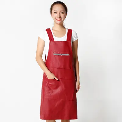 Waterproof Oil-Resistant PU Leather Kitchen Apron - 8