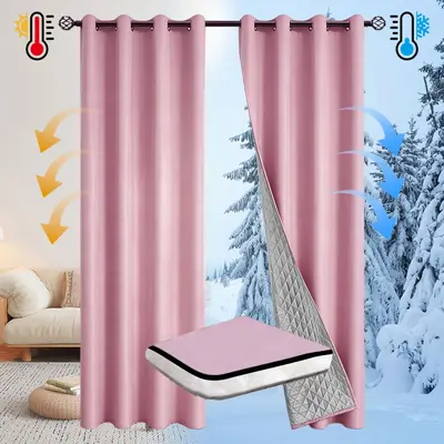 Thermal Insulated Full Blackout Cotton-Lined Curtain, Windproof - 9