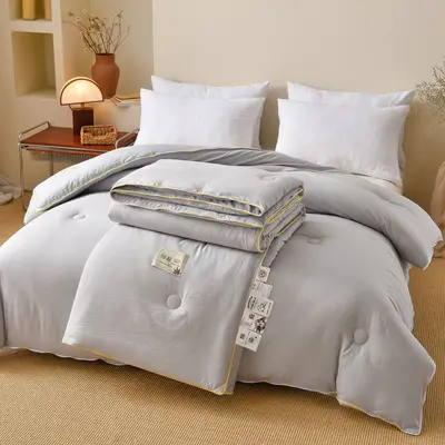 Class A Cotton Linen Soy Fiber Mother-Child Duvet Antibacterial Undyed Winter Quilt Zippered Combination 2-in-1 Linen Mother-Child All-Season Quilt - 9