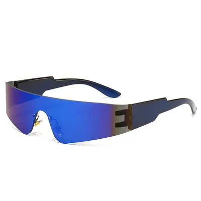 Punk-Sportsonnenbrille, einteiliges rahmenloses Design - 8