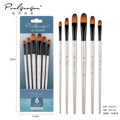 Sanat fırça seti, 6 parça naylon ahşap - 11