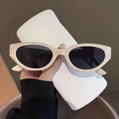 Black Small-Frame Cat-Eye Sunglasses, Personalizable Frame - 9