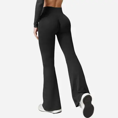 Women's High Waist Micro Flare Yoga Pants with Peach Lift - 6