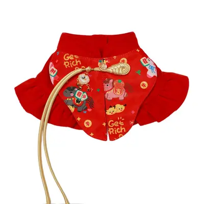 Pet Hanfu Outfit with Jade Rabbit Design, New Year Style - 3