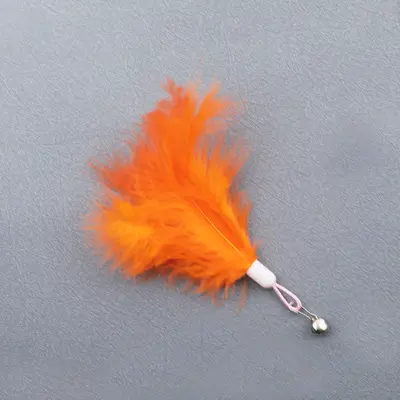 Feder-Katzenangel mit Glöckchen und austauschbarem Plüschkopf, interaktives Katzenspielzeu - 8