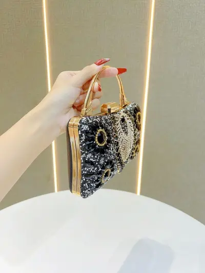 Diamond-Coated Women's Evening Bag for Weddings and Banquets - 3