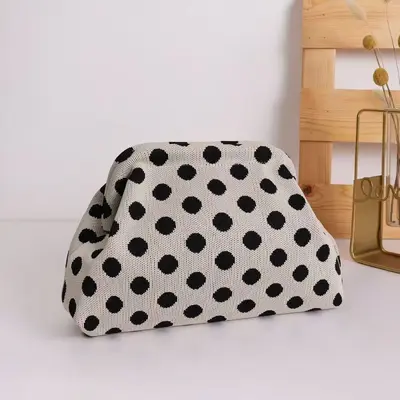 Große Kosmetiktasche aus Strickgitter, Gelb-Khaki - 12