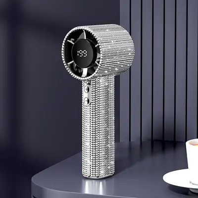 Rhinestone Handheld Mini Fan, USB Rechargeable, Portable - 7