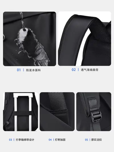 Bahar neuer Stil Rucksack, Herren Alltags-Rucksack, großes Fassungsvermögen, eleganter Reise-Rucksack, Rucksack, Schüler Schulrucksack - 5