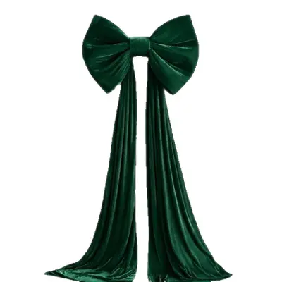 Oversized Red Velvet Christmas Tree Bow with Trailing Tail, Party Decor