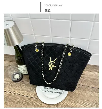 Damen-Tote-Bag groß, Vintage-Rautensteppung - 11