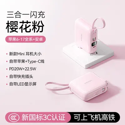 Mini 3-in-1 Built-in Cable Super Fast Charging Power Bank 20000mAh Lightweight Portable Mobile Power Supply - 7