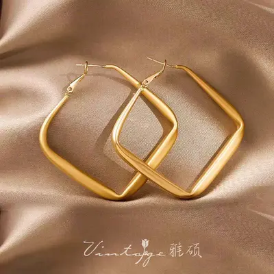 金色耳环女925银针复古气质显瘦耳圈耳钉轻奢高级感金属耳耳坠饰 - 11